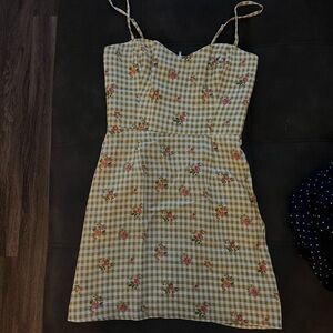 Green and flower reformation mini dress